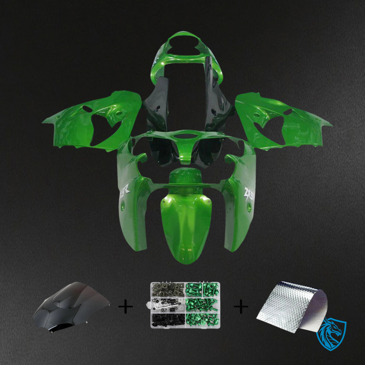 Kawasaki ZX9R (2000-2001) Black & Green - Fairing Kit