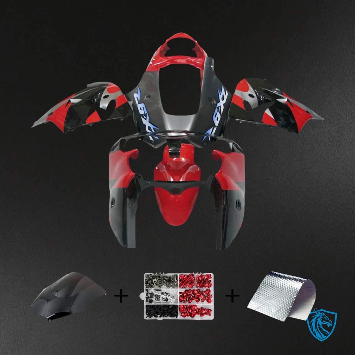 Kawasaki ZX9R (2000-2001) Black & Red - Fairing Kit