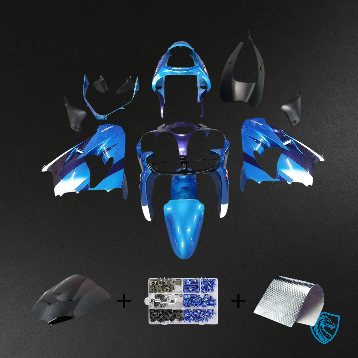 Kawasaki ZX9R (2000-2001) Blue & Black - Fairing Kit
