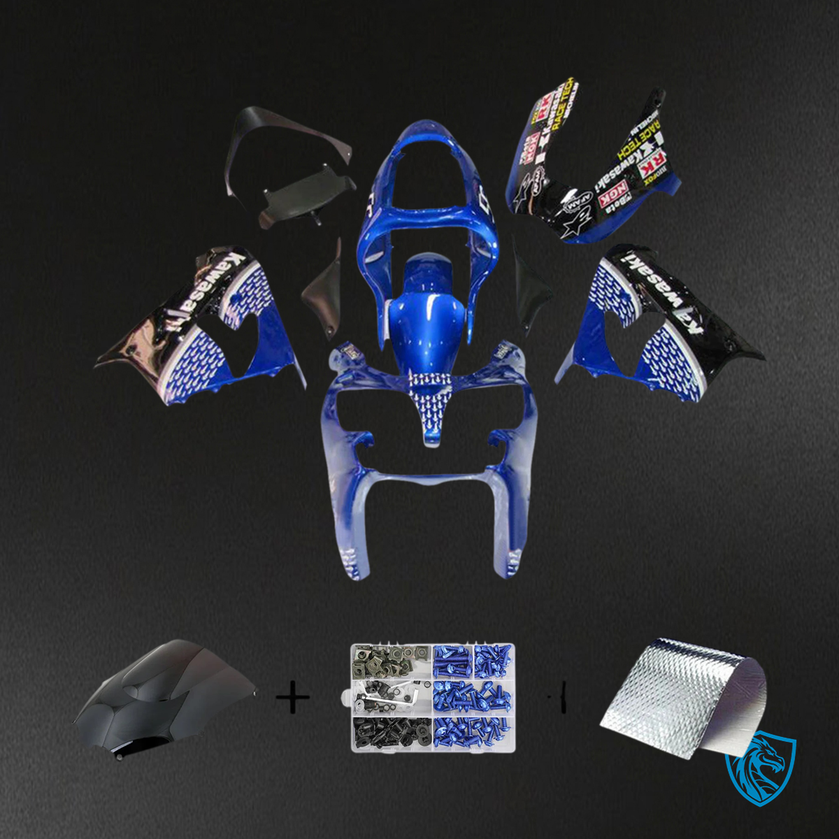 Kawasaki ZX9R (2000-2001) Black & Blue - Fairing Kit