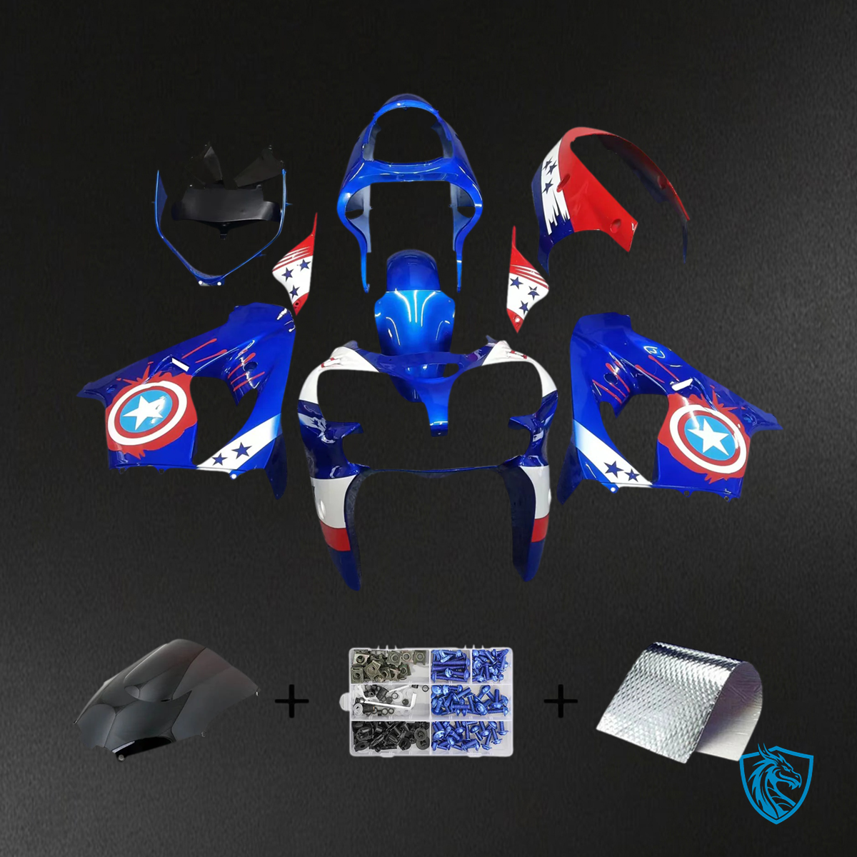 Kawasaki ZX9R (2000-2001) Blue & Red - Fairing Kit