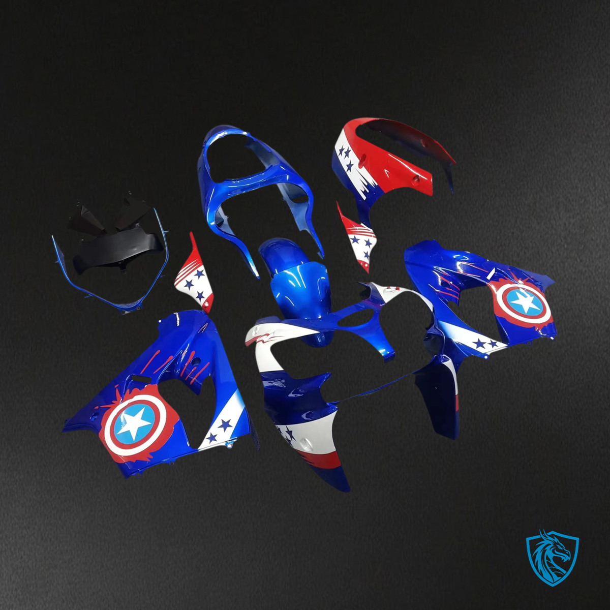 Kawasaki ZX9R (2000-2001) Blue & Red - Fairing Kit