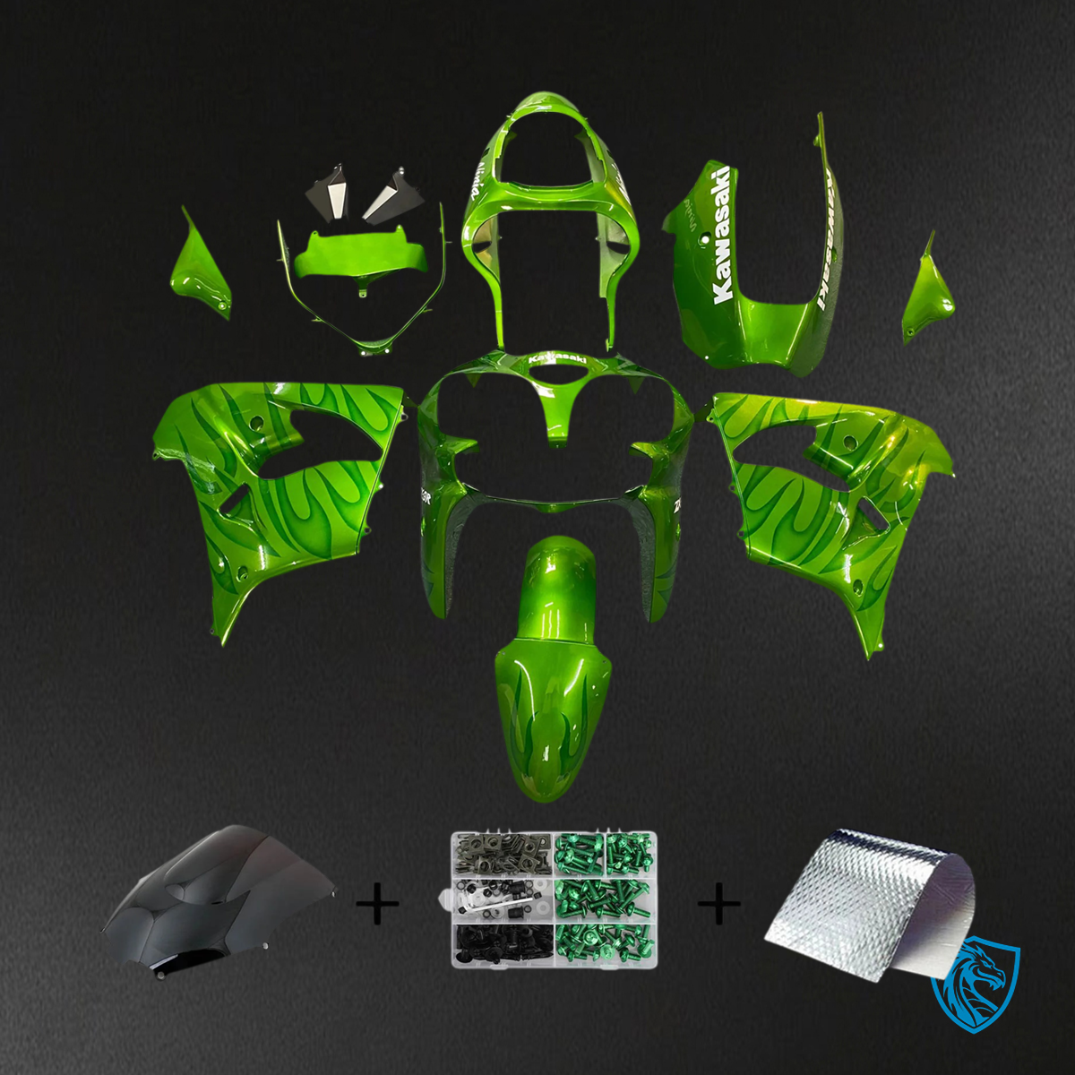 Kawasaki ZX9R (2000-2001) Gloss Green - Fairing Kit