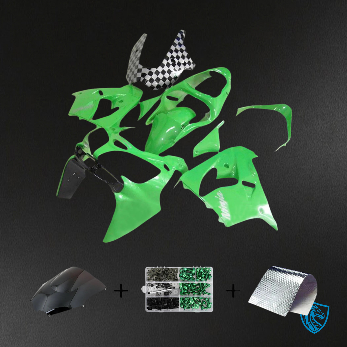 Kawasaki ZX9R (2000-2001) Green & Black - Fairing Kit