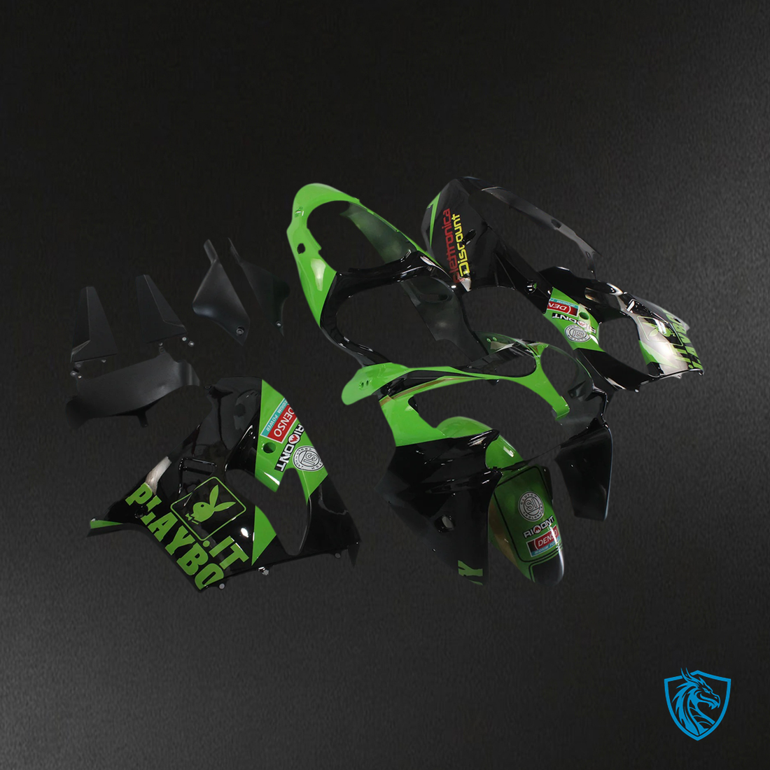 Kawasaki ZX9R (2000-2001) Green & Black - Fairing Kit