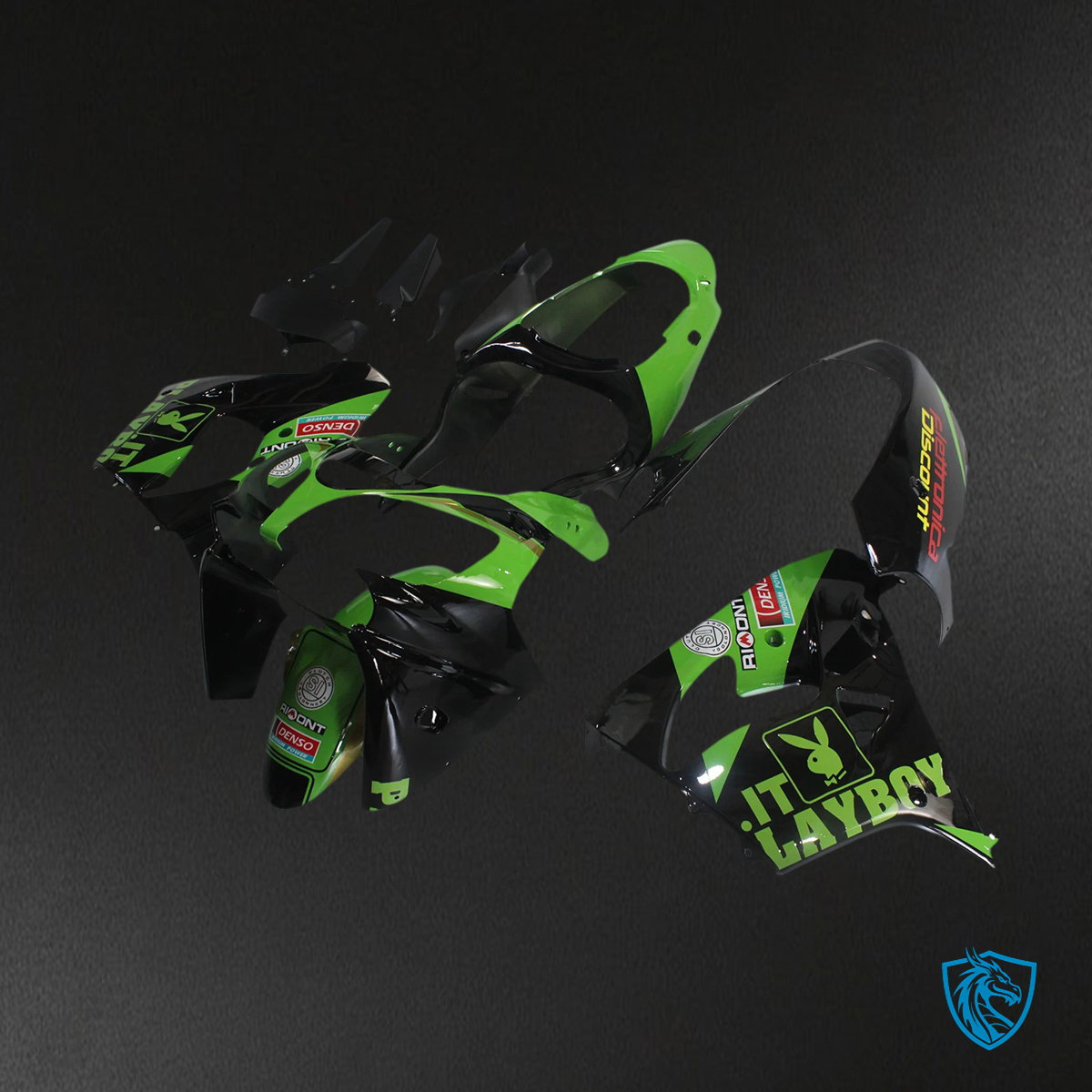 Kawasaki ZX9R (2000-2001) Green & Black - Fairing Kit
