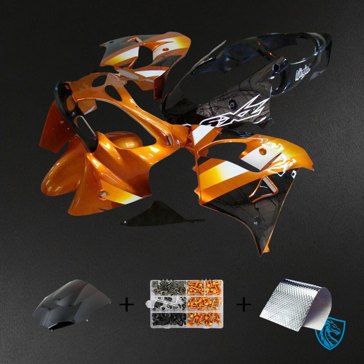 Kawasaki ZX9R (2000-2001) Orange & Black - Fairing Kit