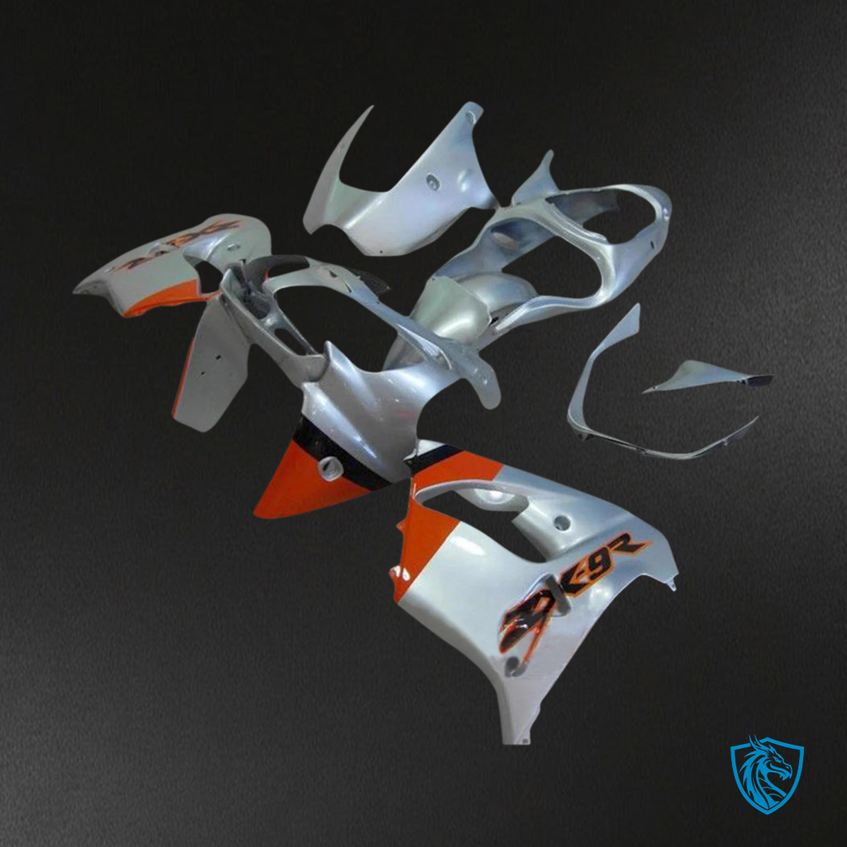 Kawasaki ZX9R (2000-2001) Silver, Gray & Orange - Fairing Kit
