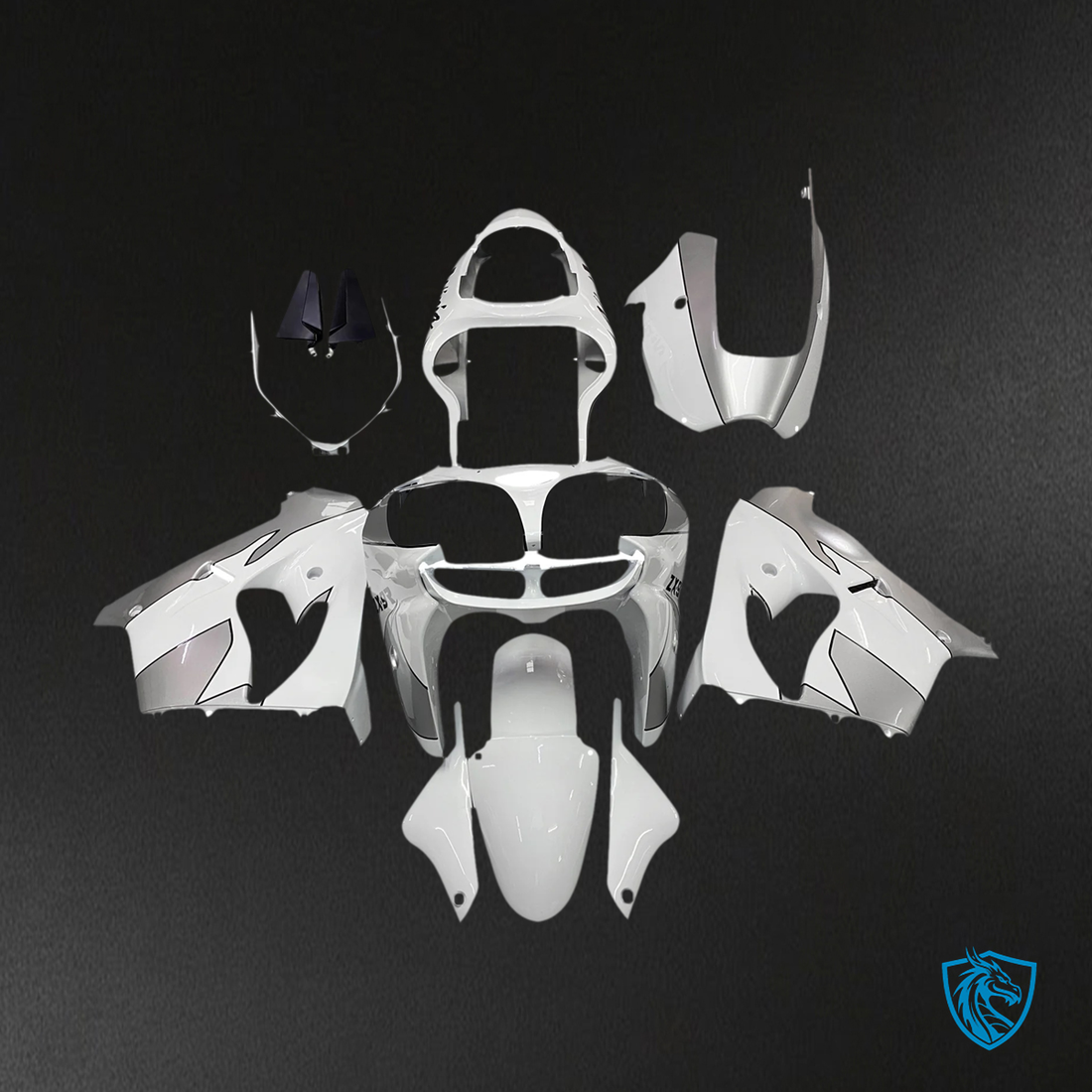 Kawasaki ZX9R (2000-2001) Silver & White - Fairing Kit