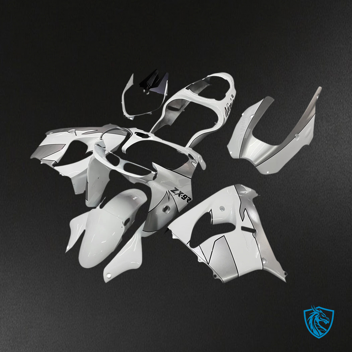 Kawasaki ZX9R (2000-2001) Silver & White - Fairing Kit