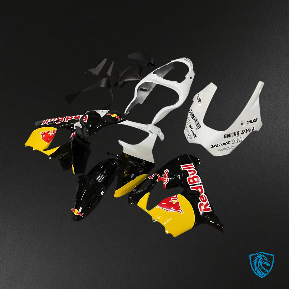 Kawasaki ZX9R (2000-2001) White, Yellow & Black - Fairing Kit