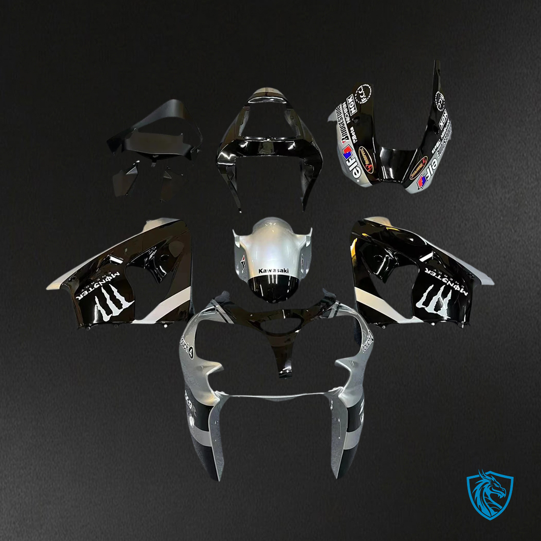 Kawasaki ZX9R (2002-2003) Black & Gray - Fairing Kit