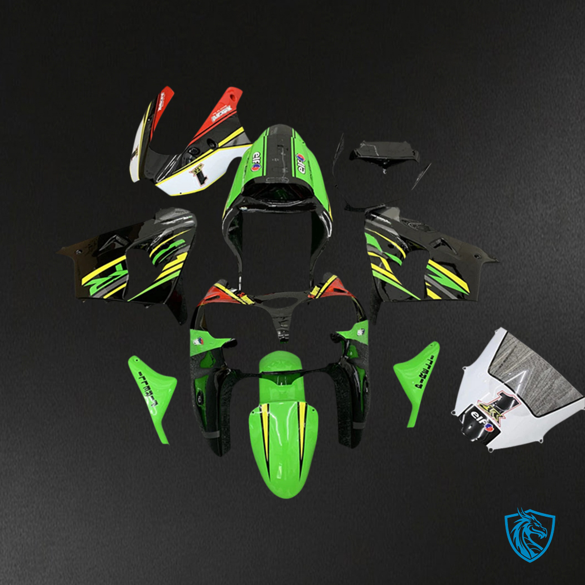 Kawasaki ZX9R (2002-2003) Black & Green - Fairing Kit