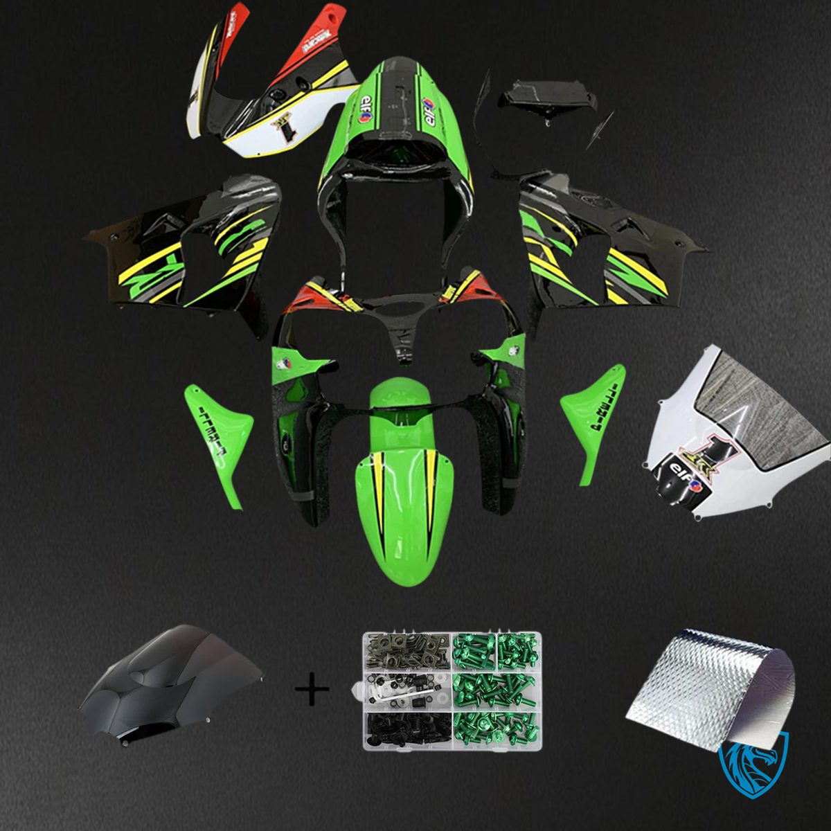 Kawasaki ZX9R (2002-2003) Black & Green - Fairing Kit