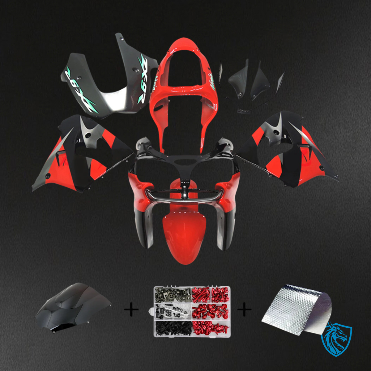Kawasaki ZX9R (2002-2003) Black & Red - Fairing Kit