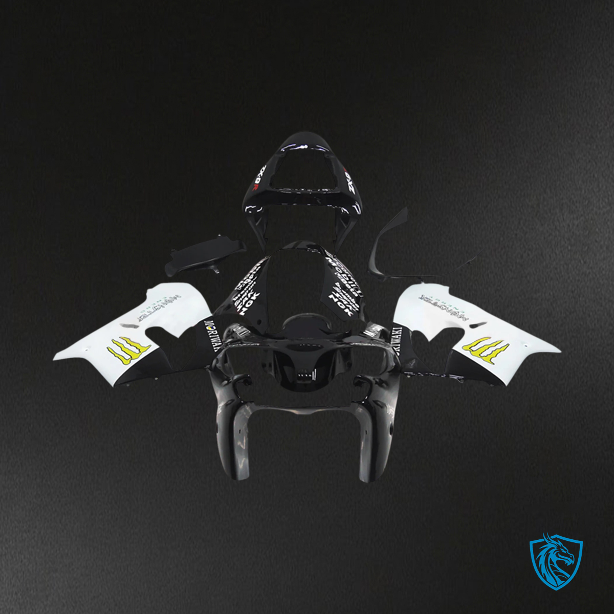 Kawasaki ZX9R (2002-2003) Black & White - Fairing Kit