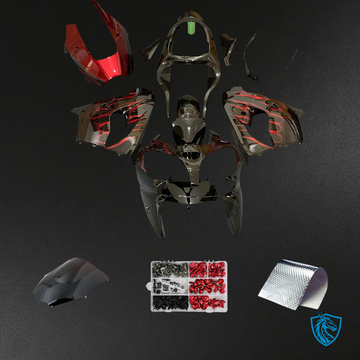 Kawasaki ZX9R (2002-2003) Black & Red Flame - Fairing Kit