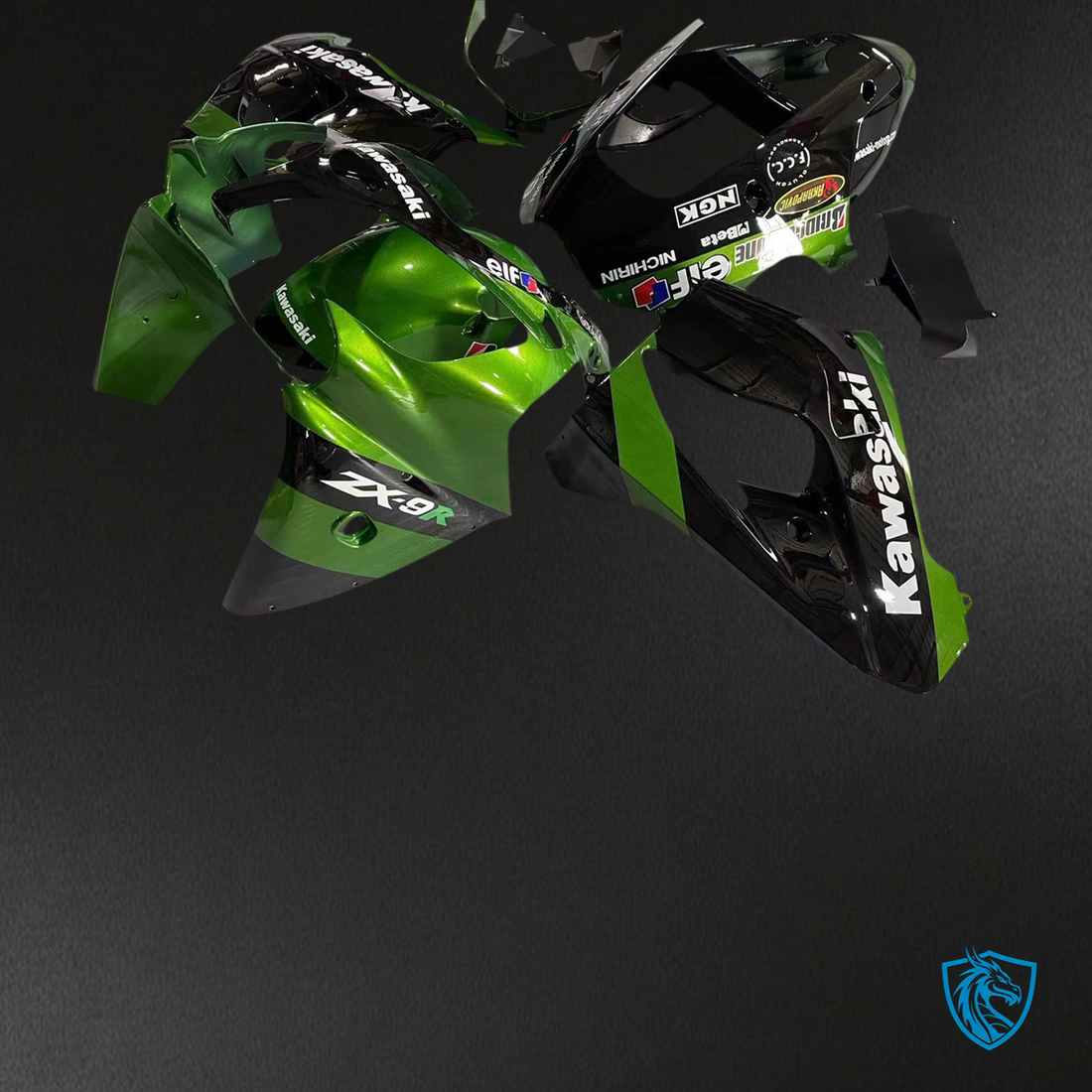 Kawasaki ZX9R (2002-2003) Dark Green & Black - Fairing Kit