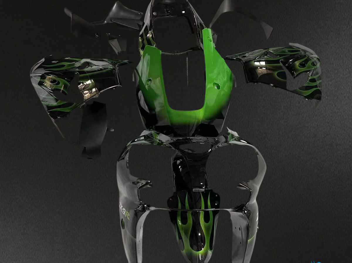Kawasaki ZX9R (2002-2003) Green & Black Mix - Fairing Kit