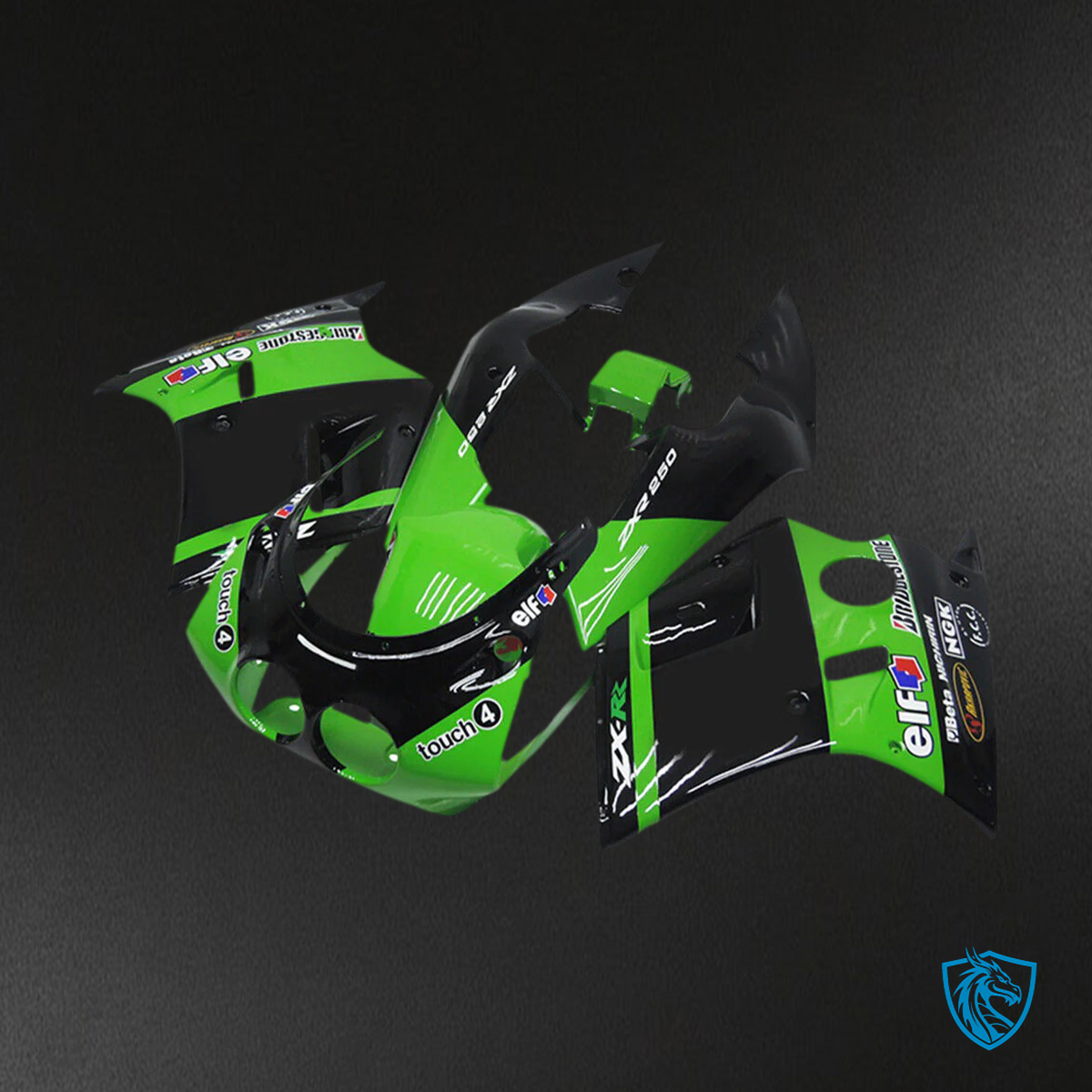 Kawasaki ZXR250 (1989-1990) Black & Green Fairing Kit | ABS Bodywork