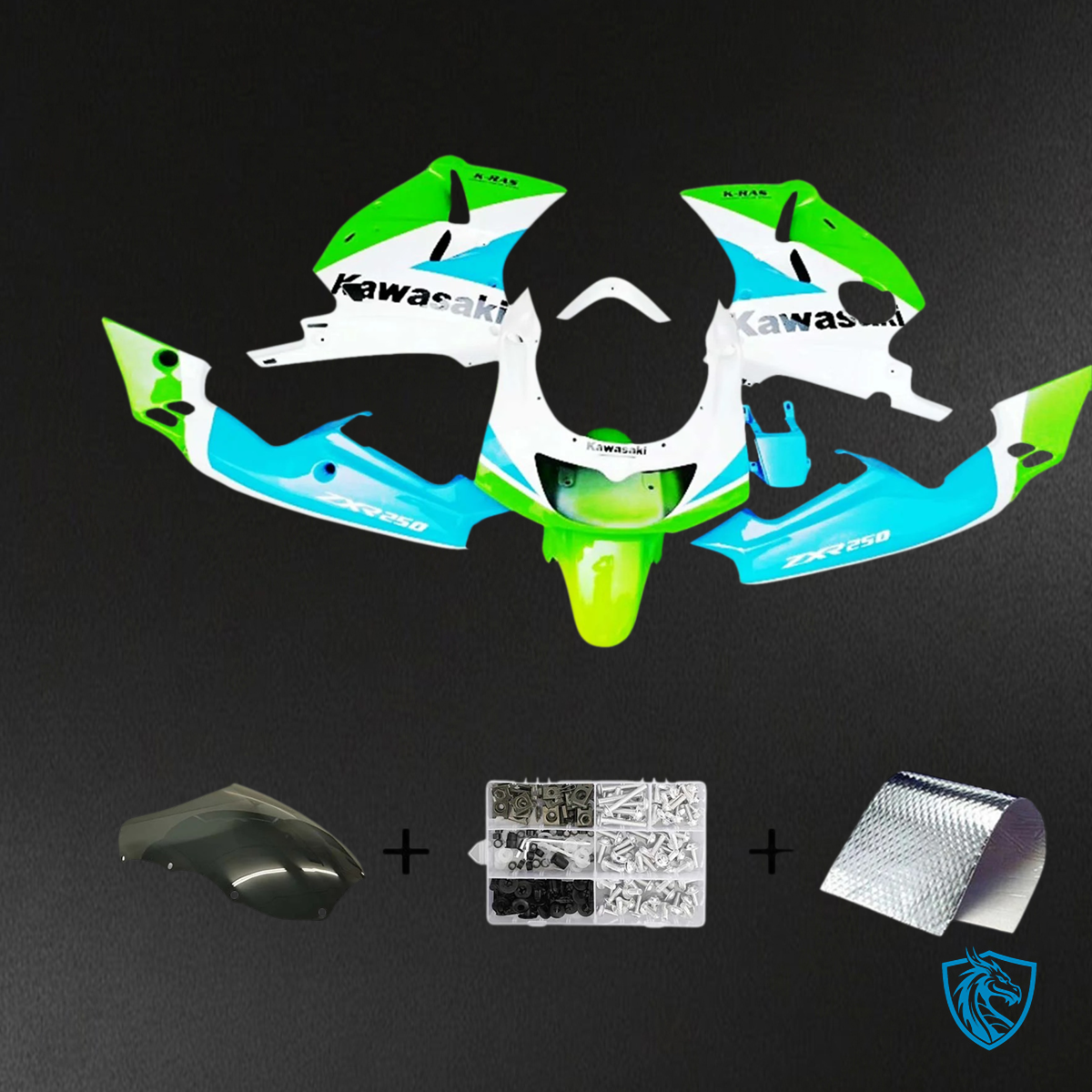 Kawasaki ZXR400 (1992-1996) Green & Light Blue - Custom ABS Fairing Set