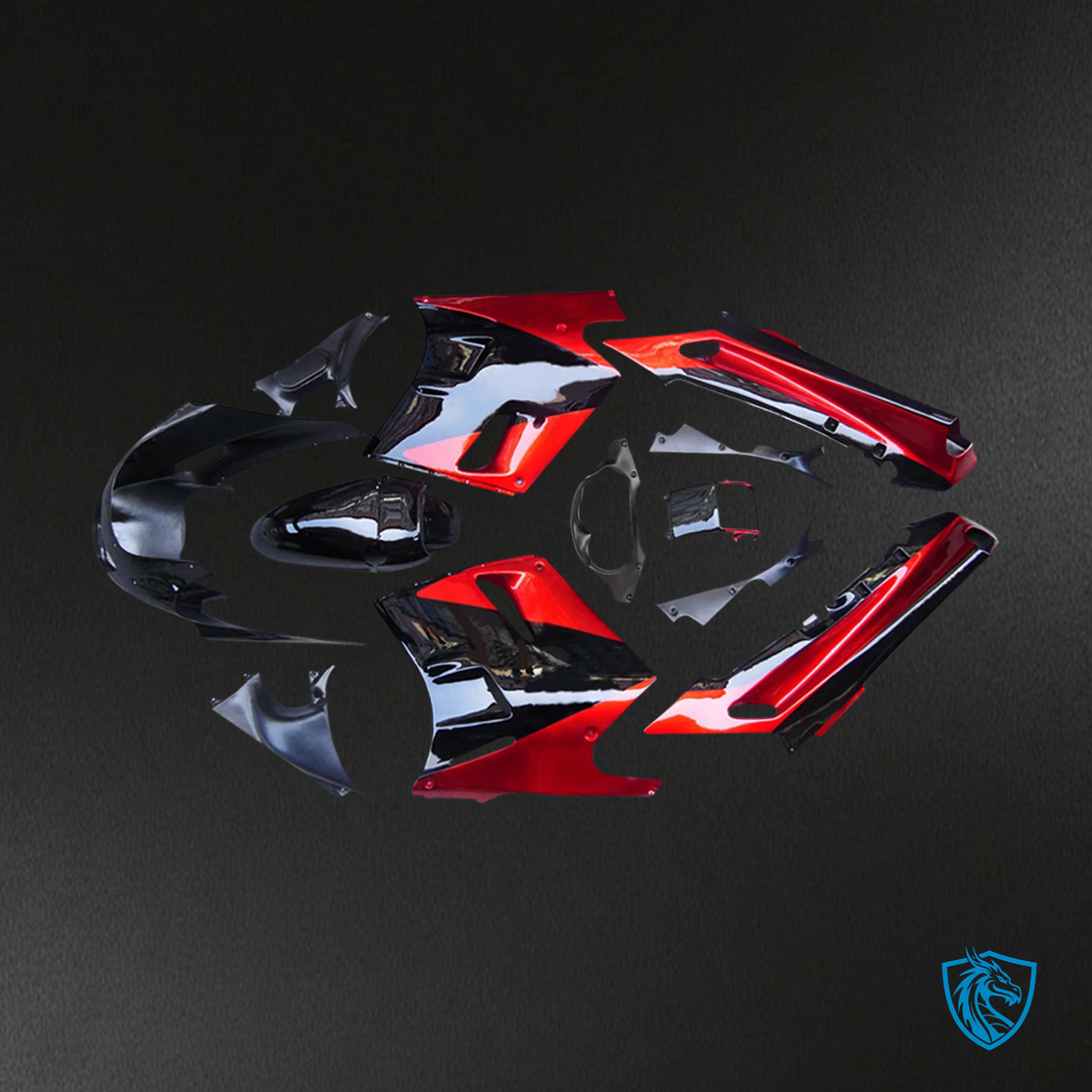 Kawasaki ZZR1100 (1990-1992) Black & Red - Custom ABS Fairing Set