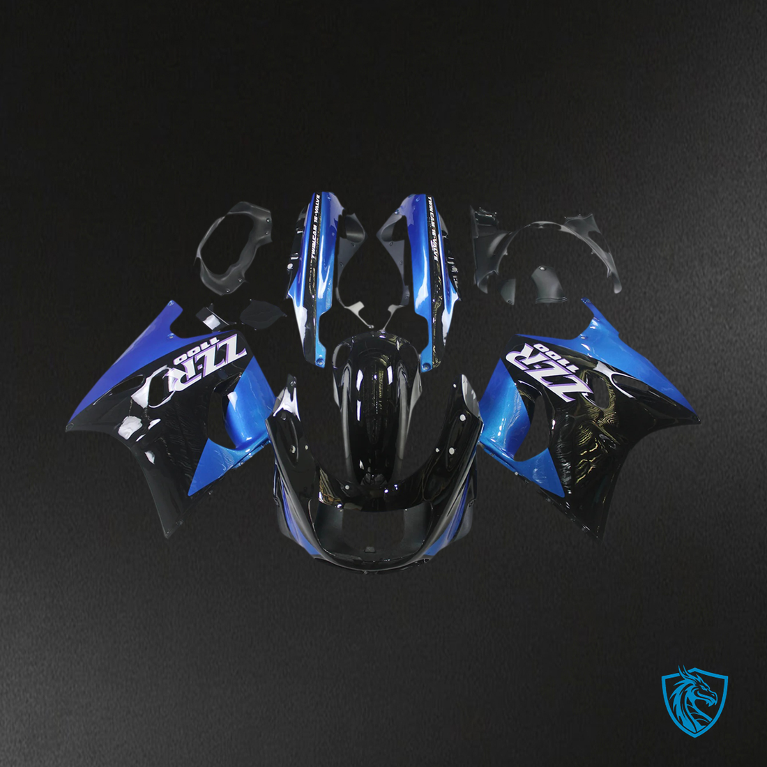 Kawasaki ZZR1100 (1993-2003) Blue & Black Style 3 - MERGEment Motorcycle Fairings Kit