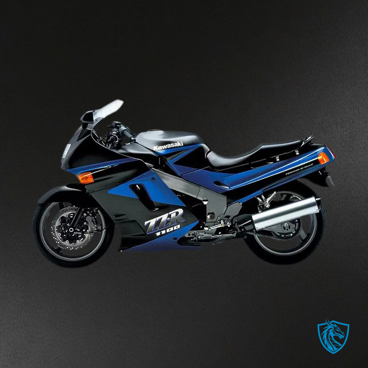 Kawasaki ZZR1100 (1993-2003) Blue & Black Style 3 - MERGEment Motorcycle Fairings Kit