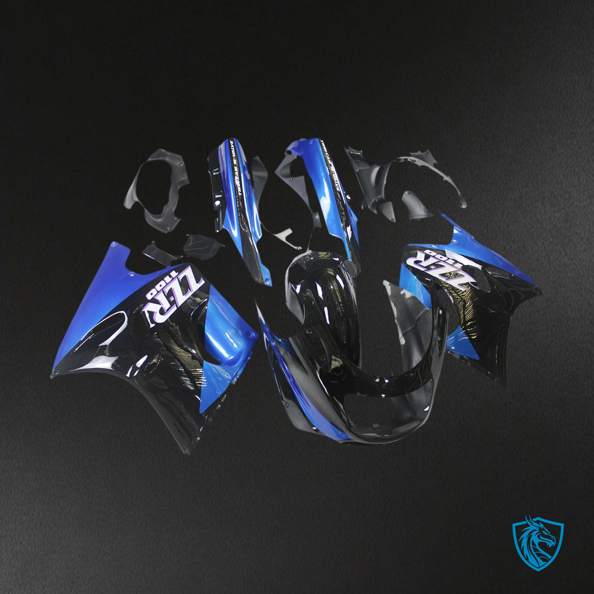 Kawasaki ZZR1100 (1993-2003) Blue & Black Style 3 - MERGEment Motorcycle Fairings Kit