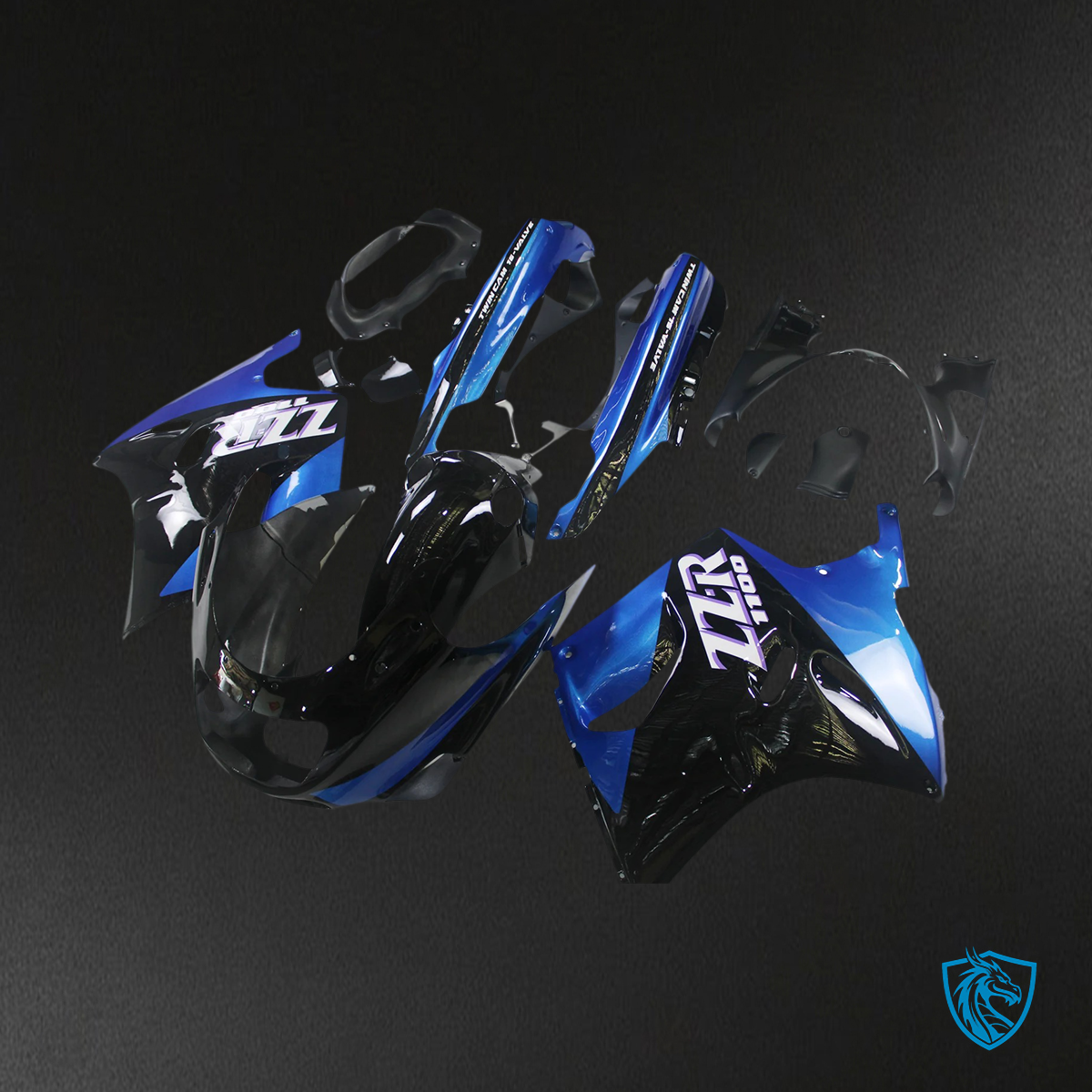 Kawasaki ZZR1100 (1993-2003) Blue & Black Style 3 - MERGEment Motorcycle Fairings Kit