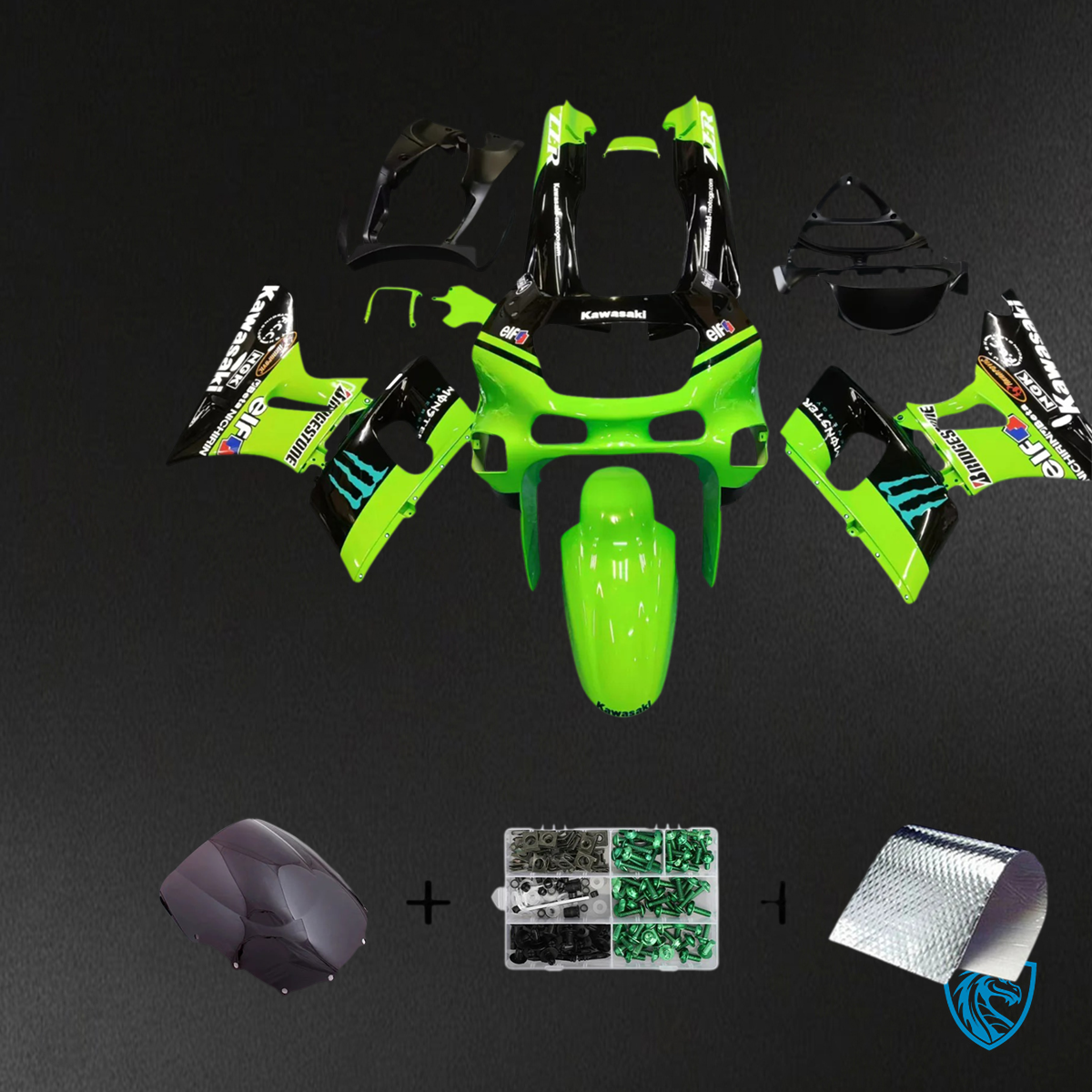 Kawasaki ZZR400 (1993-2007) ZZR600 (1998-2003) Green & Black Style2 - MERGEment Motorcycle Fairings Kit