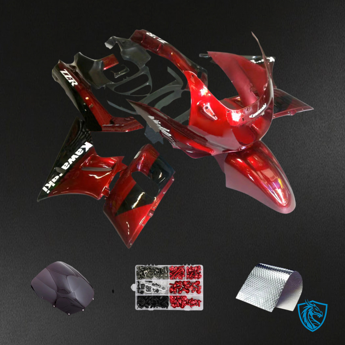 Kawasaki ZZR400 (1993-2007) ZZR600 (1998-2003) Red & Black Fairing Kit - Aftermarket ABS Bodywork