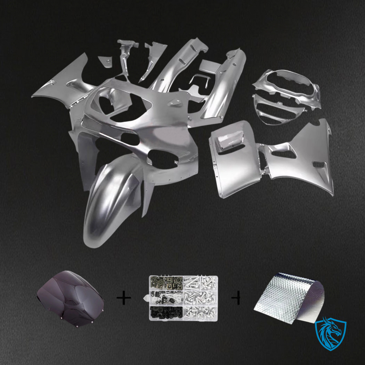 Kawasaki ZZR400 (1993-2007) ZZR600 (1998-2003) Silver - MERGEment Motorcycle Fairings Kit