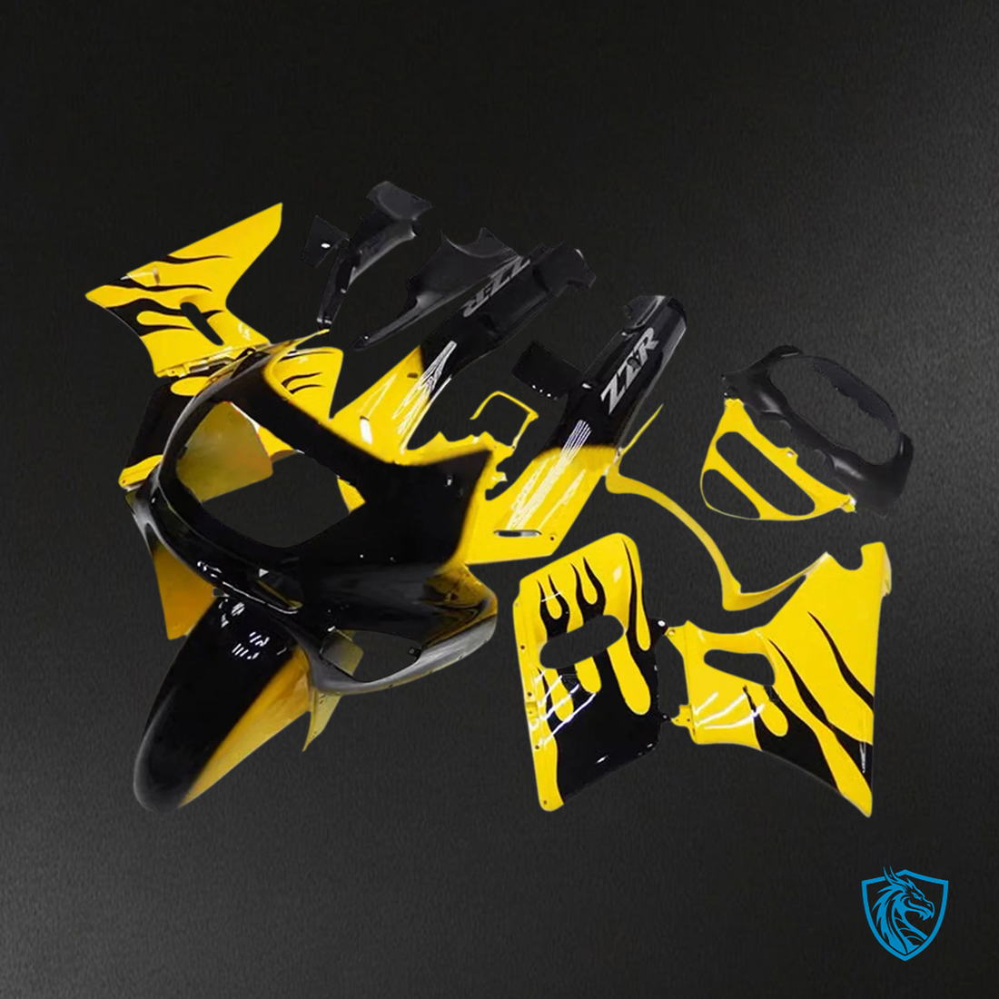 Kawasaki ZZR400 (1993-2007) ZZR600 (1998-2003) Yellow & Black Flame Fairing Kit | ABS Bodywork