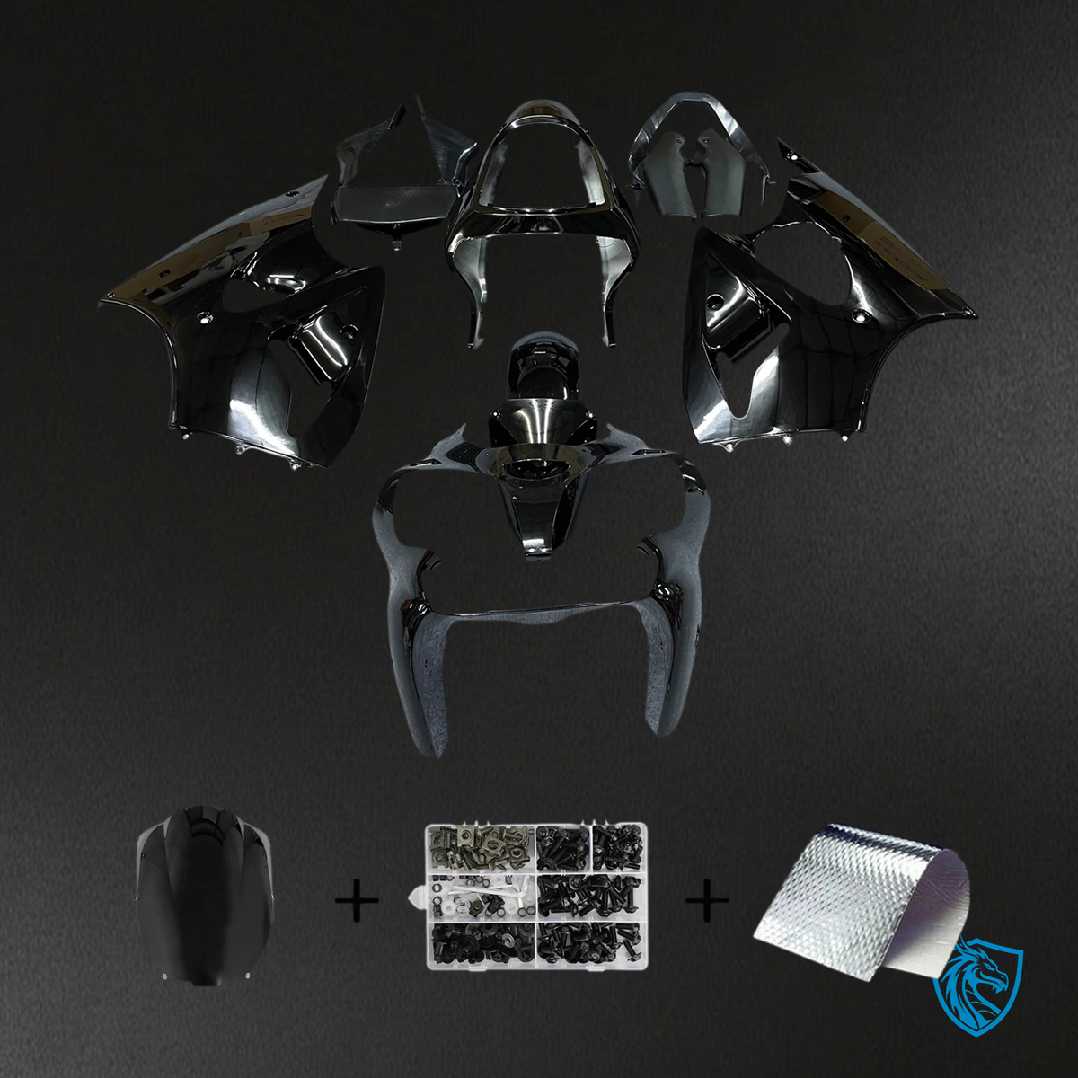 Kawasaki Zx6R (2000-2002) Black Fairing - Kit
