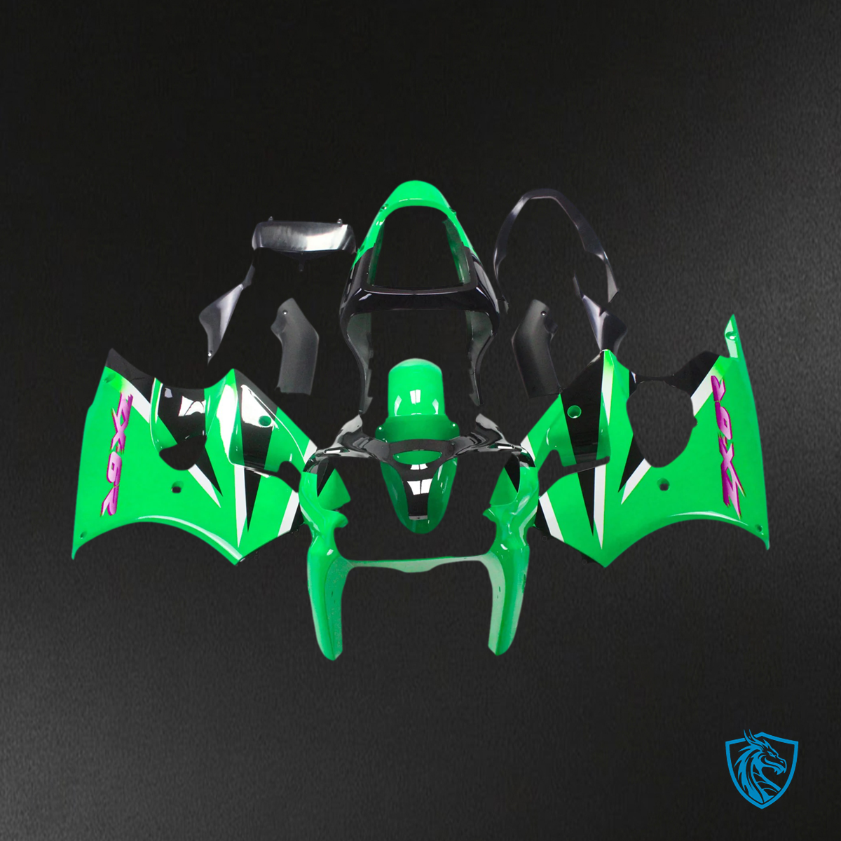 Kawasaki Zx6R (2000-2002) Green Fairing - Kit