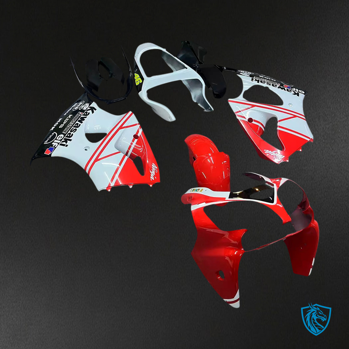 Kawasaki Zx6R (2000-2002) Red & White Fairing - Kit
