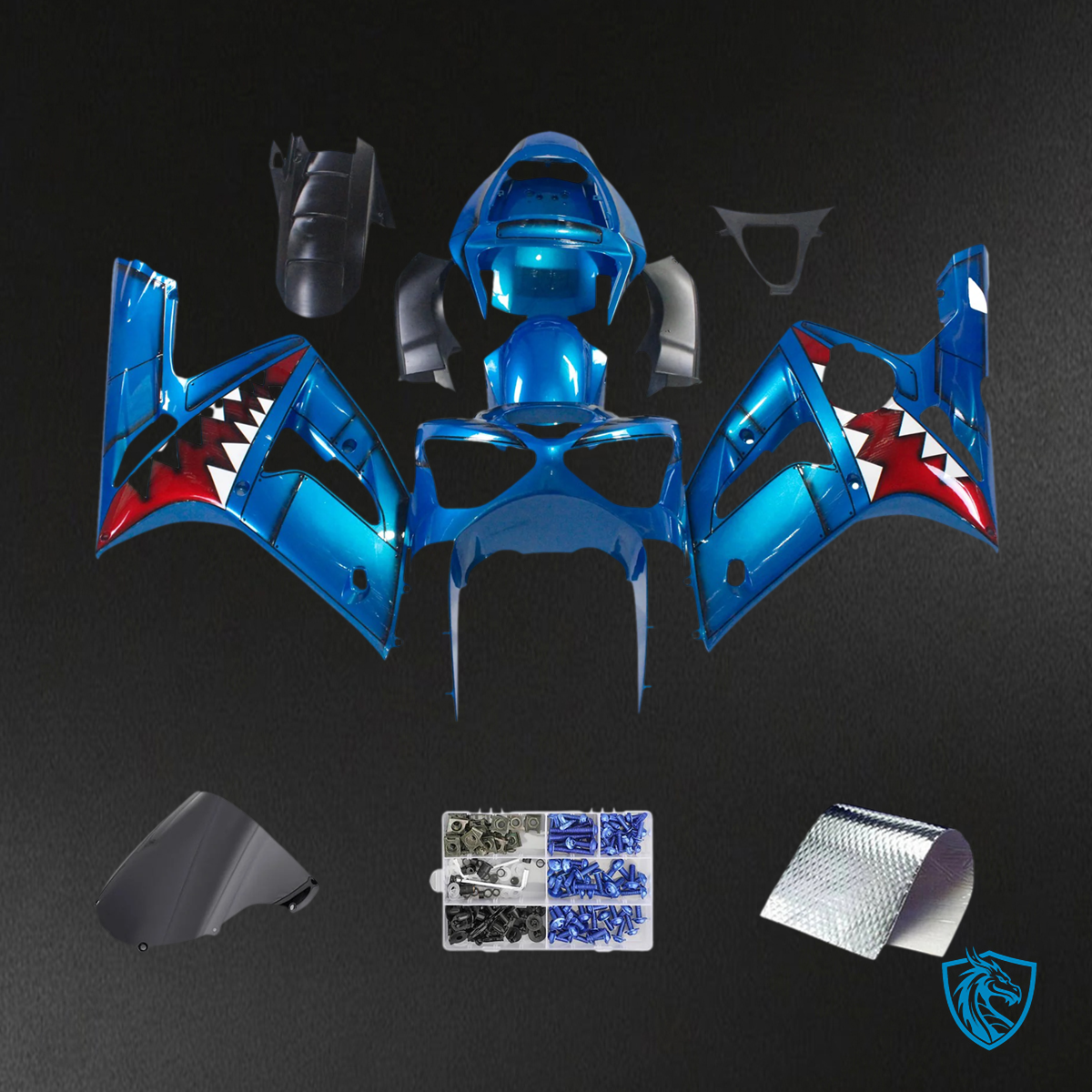 Kawasaki Zx6R (2003-2004) Blue Fairing - Kit