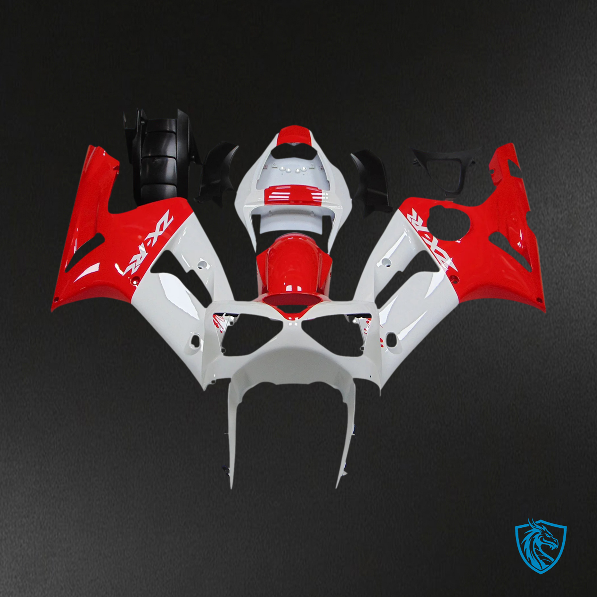 Kawasaki Zx6R (2003-2004) Red & White Fairing - Kit