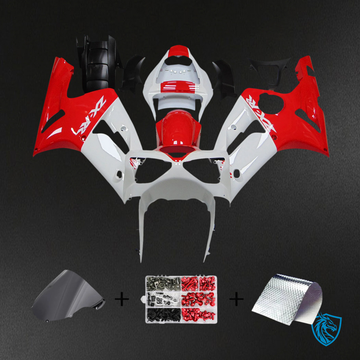 Kawasaki Zx6R (2003-2004) Red & White Fairing - Kit