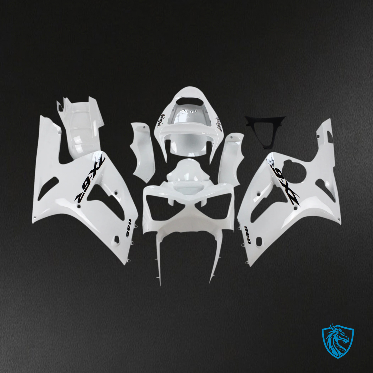 Kawasaki Zx6R (2003-2004) White Fairing - Kit