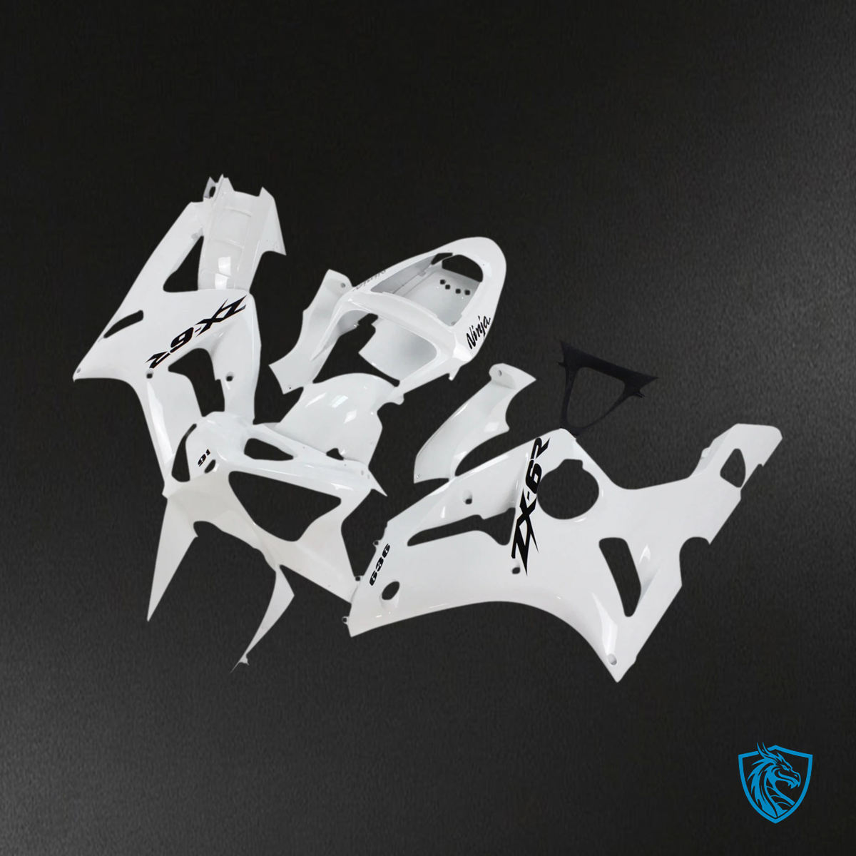 Kawasaki Zx6R (2003-2004) White Fairing - Kit