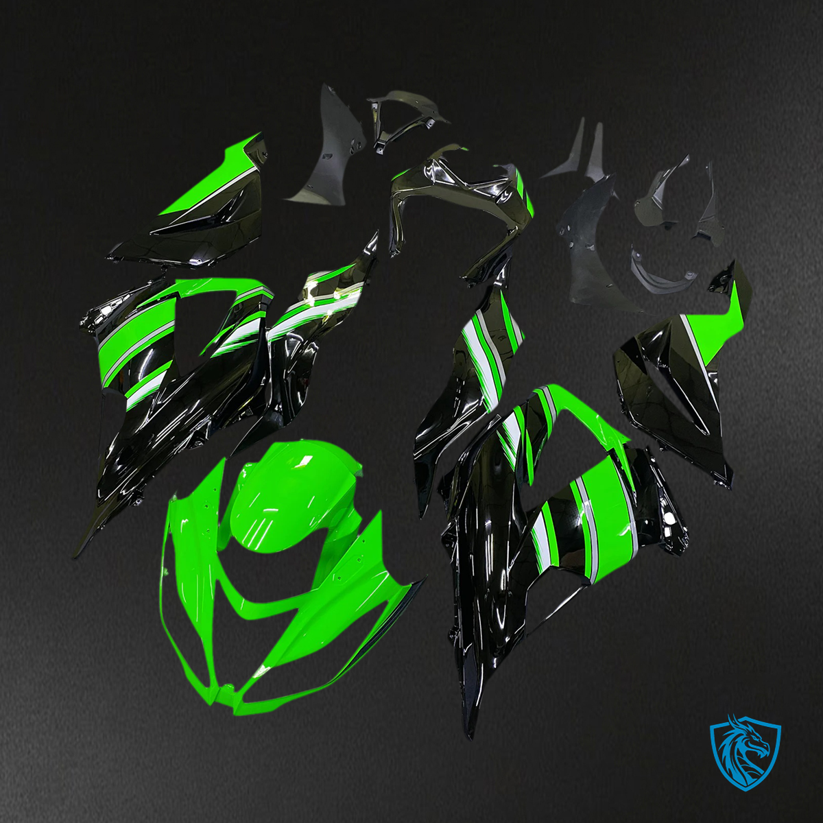 Kawasaki Zx6R (2013-2018) Green - Fairing Kit