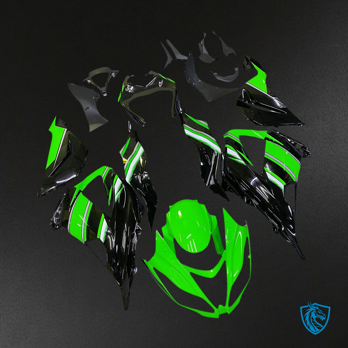 Kawasaki Zx6R (2013-2018) Green - Fairing Kit