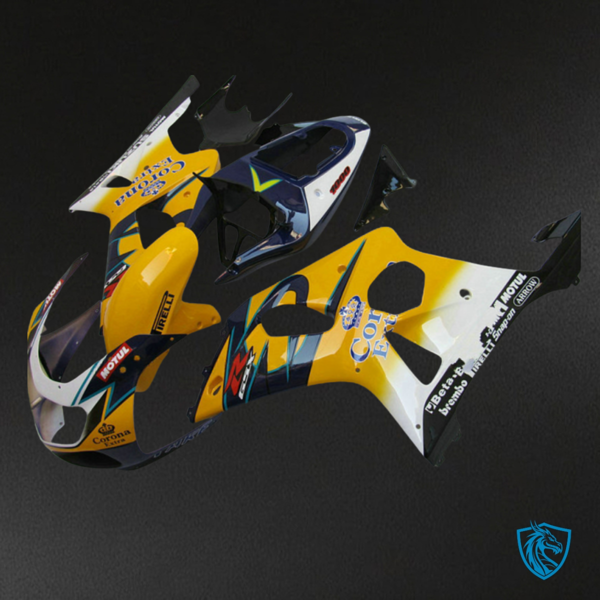 Suzuki GSXR1000 (2001-2002) Yellow, White & Blue Fairing Kit | ABS Bodywork
