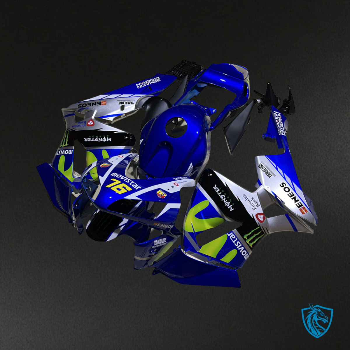 Honda CBR600RR (2003-2004) Glossy Blue & White Fairing Kit - Aftermarket ABS Bodywork