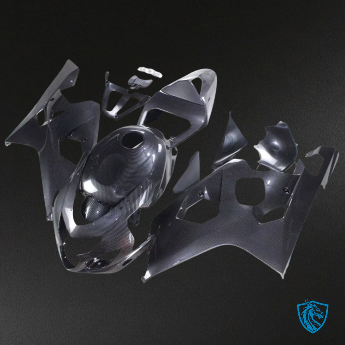 Suzuki GSXR600/750 (2004-2005) Black & Gray Carbon Fiber Fairing Kit - Aftermarket ABS Bodywork