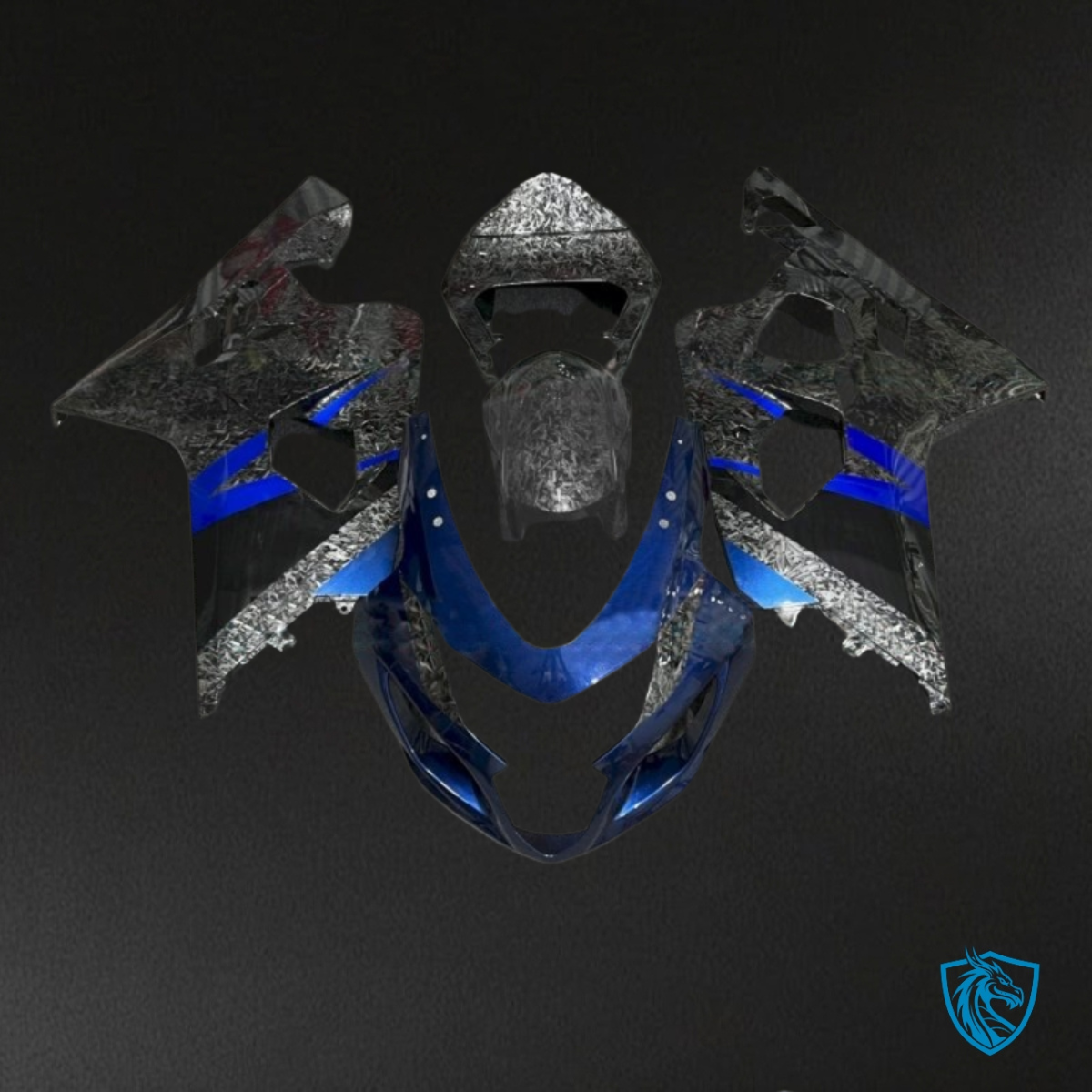 Suzuki GSXR600/750 (2004-2005) Black, Gray & Blue Carbon Fiber - Custom ABS Fairing Kit