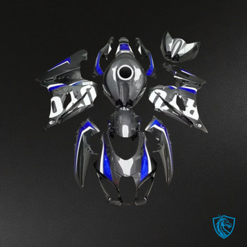 Suzuki GSXR1000 (2017-2020) Black, Blue & White Carbon Fiber - MERGEment Motorcycle Fairings Kit