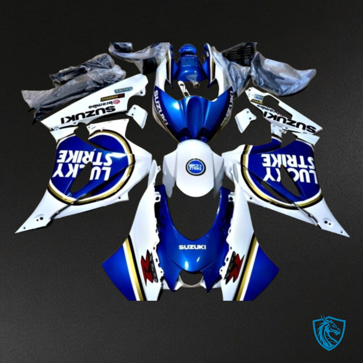 Suzuki GSXR1000 (2017-2020) Blue & White Lucky Strike - Custom ABS Fairing Kit
